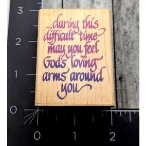 Stampendous Difficult Time God's Loving Arms H031 1995 Rubber Stamp Wood #i34
